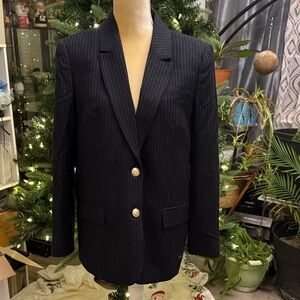 J. Crew Navy Pinstripe Blazer with Gold Buttons